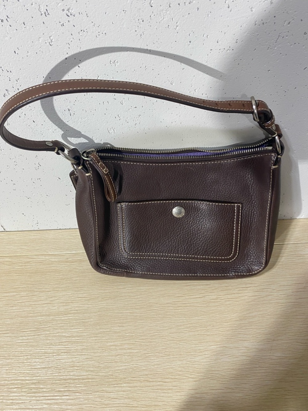 Coach Classic Dark Brown Leather Shoulder Bag - Picture 3 of 5